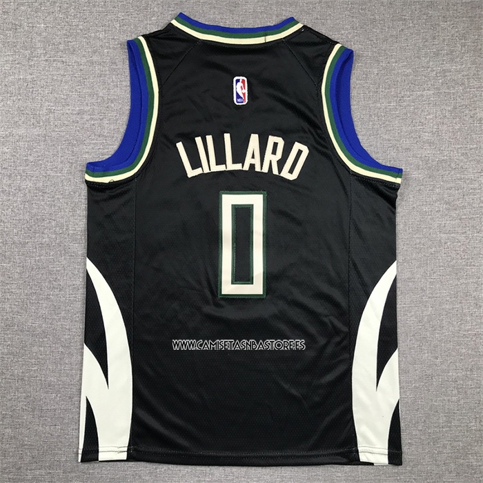 Damian Lillard NO 0 Camiseta Nino Milwaukee Bucks Statement 2022-23 Negro